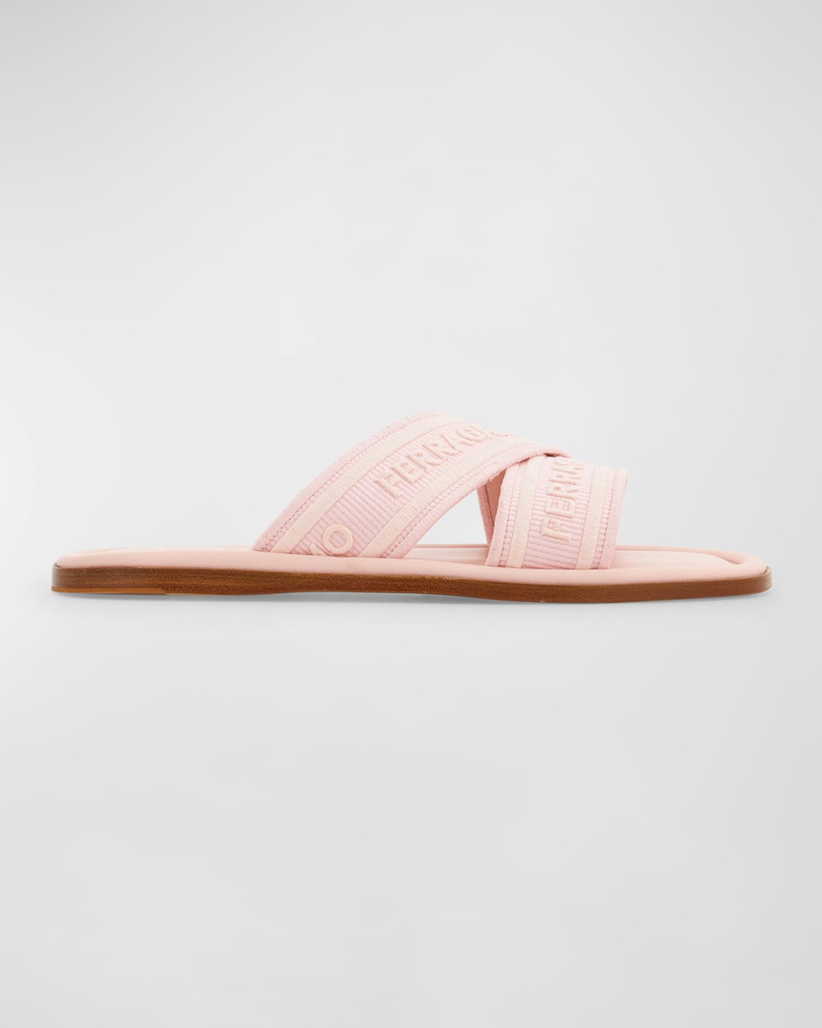 Shop Ferragamo Laurene Logo Cotton Flat Sandals In Nylund Pink