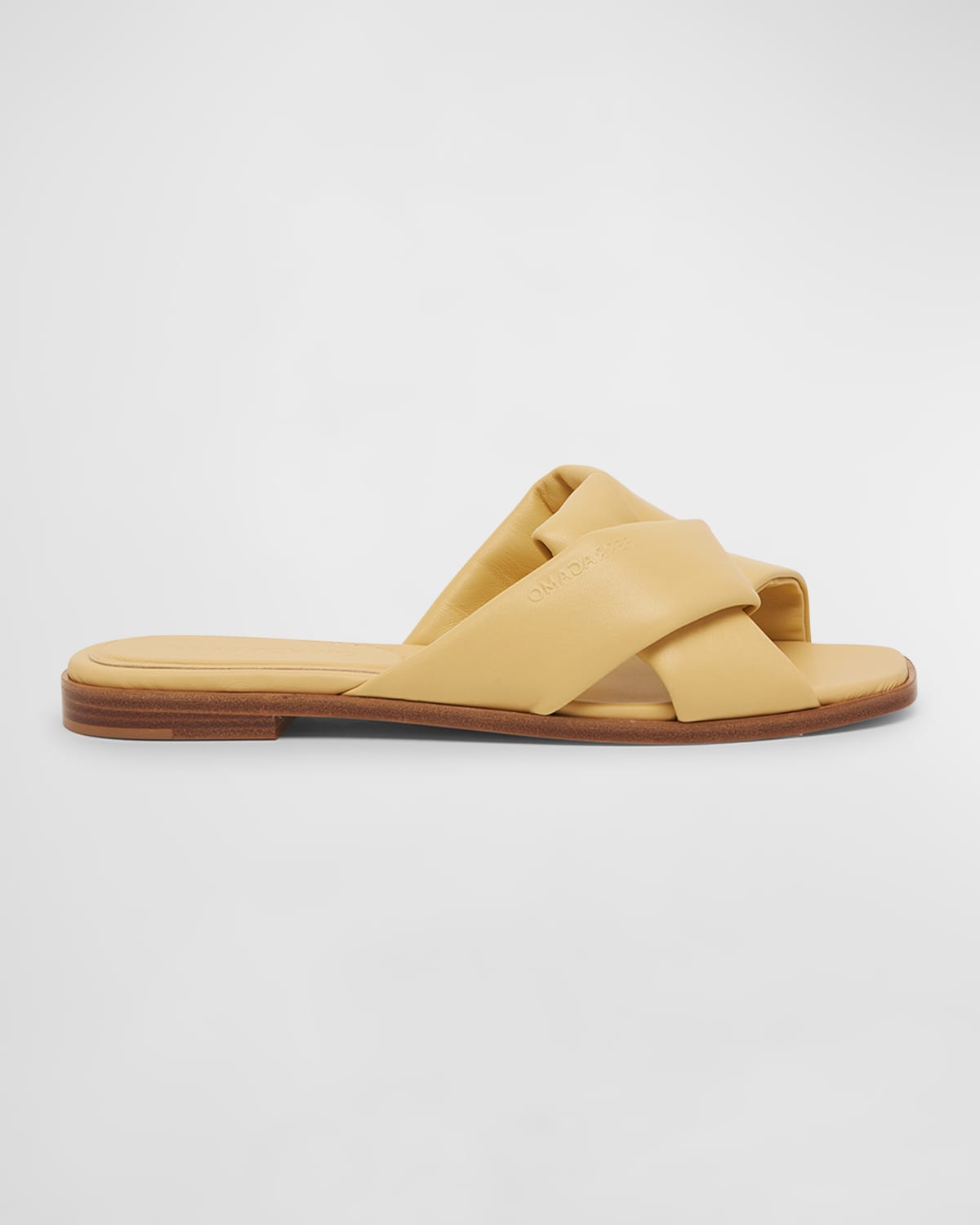 Shop Ferragamo Alrai Twisted Lambskin Flat Sandals In Butter Yellow