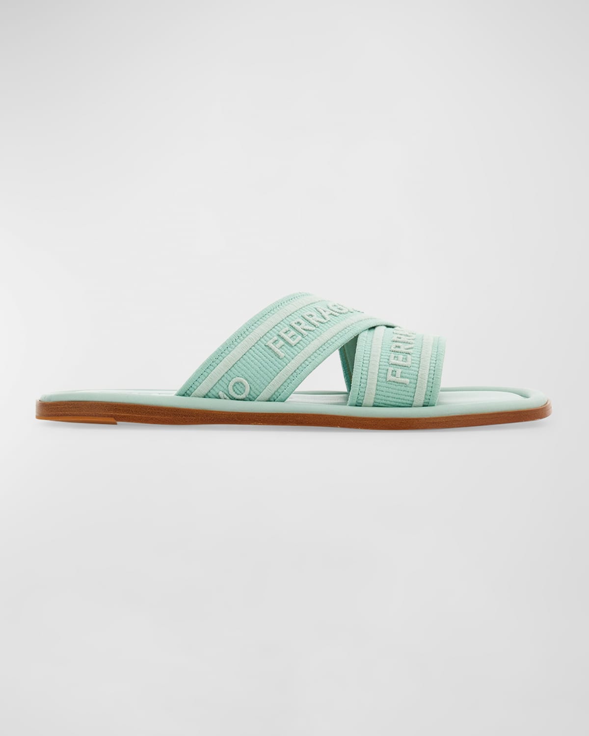 Shop Ferragamo Laurene Logo Cotton Flat Sandals In Lucky Charme