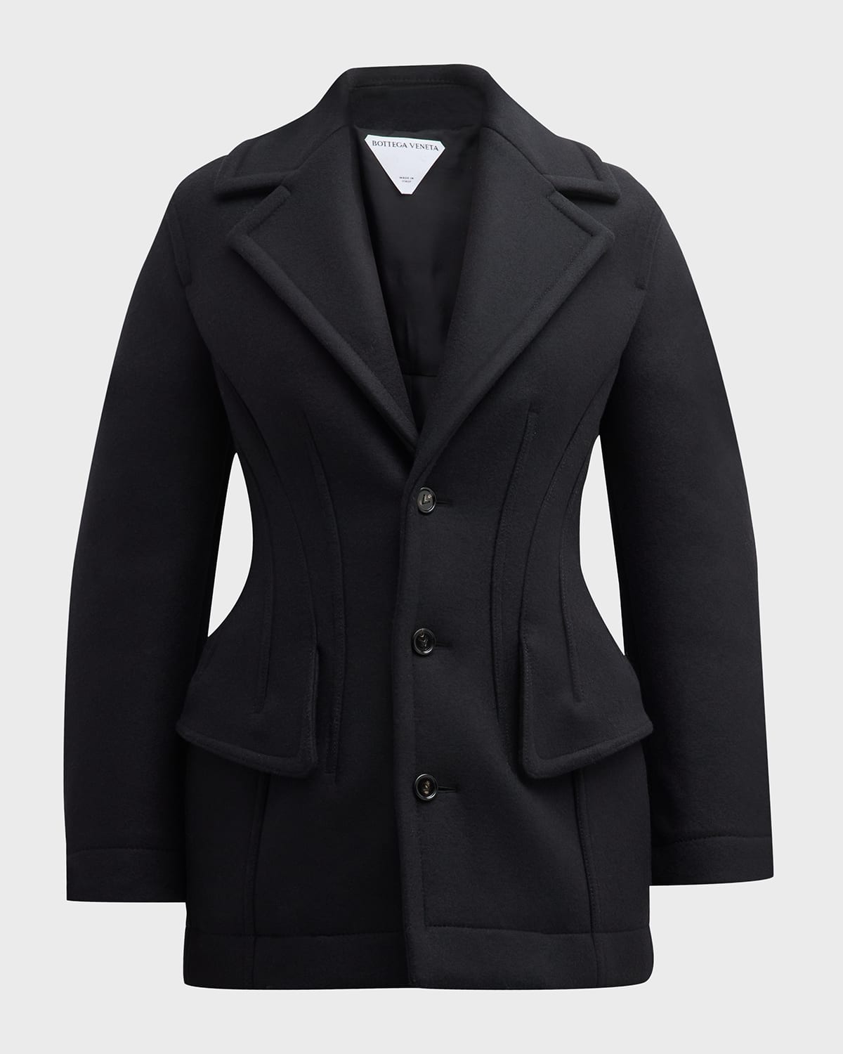 Shop Bottega Veneta Circle-cut Wool Blazer Jacket In Nero