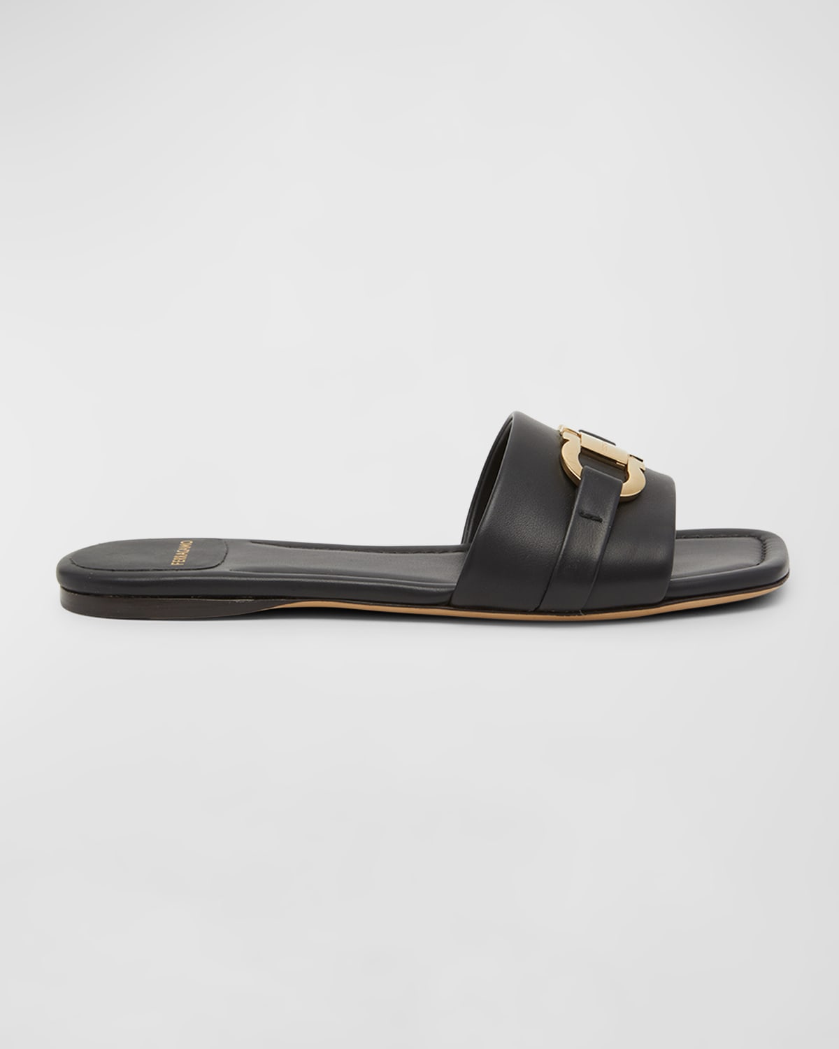 Ferragamo 'leah' Black Sandals With Gancini Plate On Front In Nero