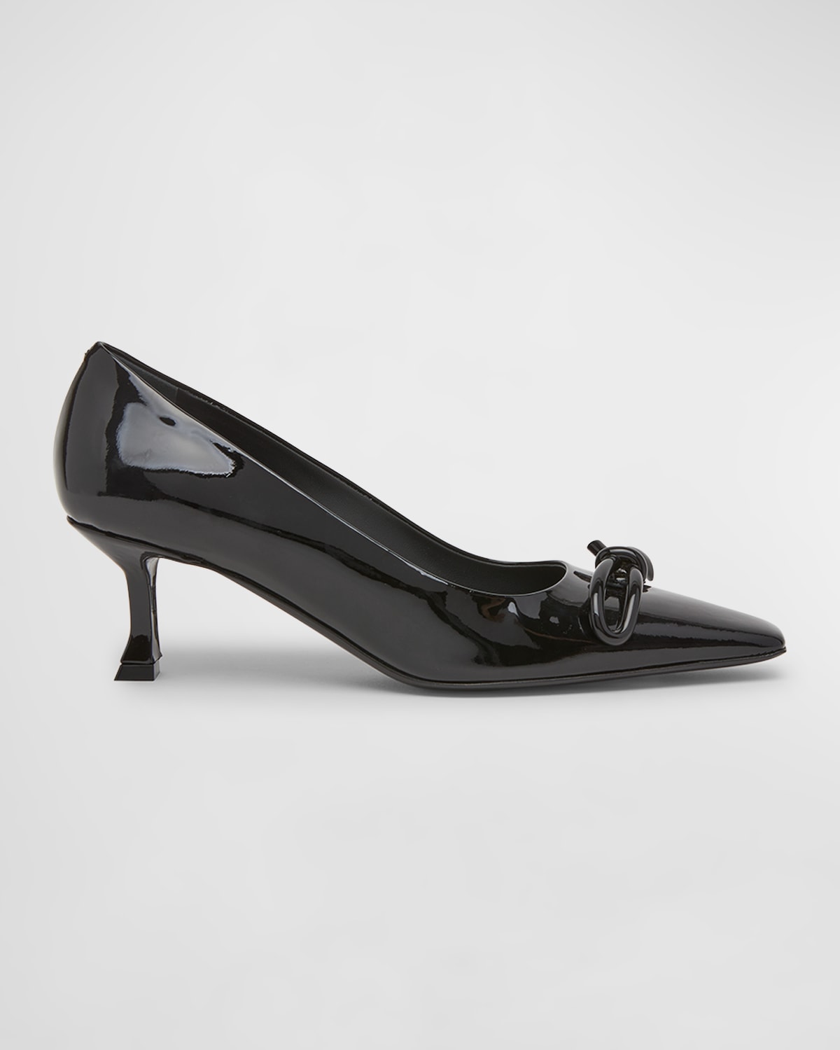 Ferragamo Annie Patent Knot Pumps In Nero