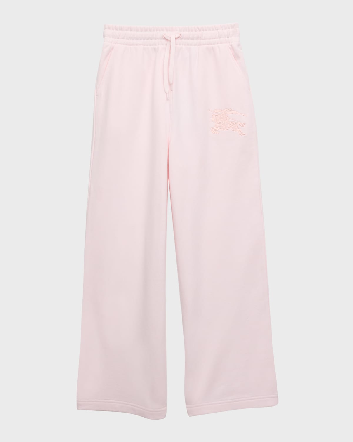 Shop Burberry Girl's Aubrey Embroidered Equestrian Knight Design Sweatpants In Alabaster Pink