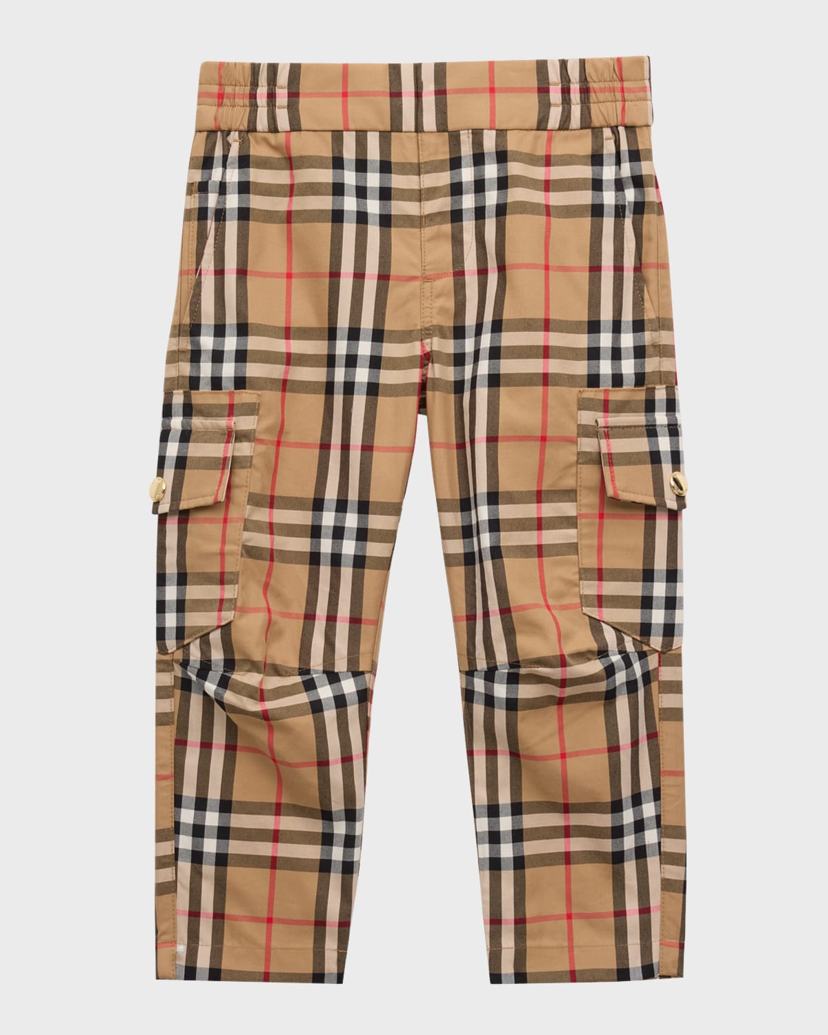 Boy's Gordon Check-Print Cargo Pants, Size 3-14