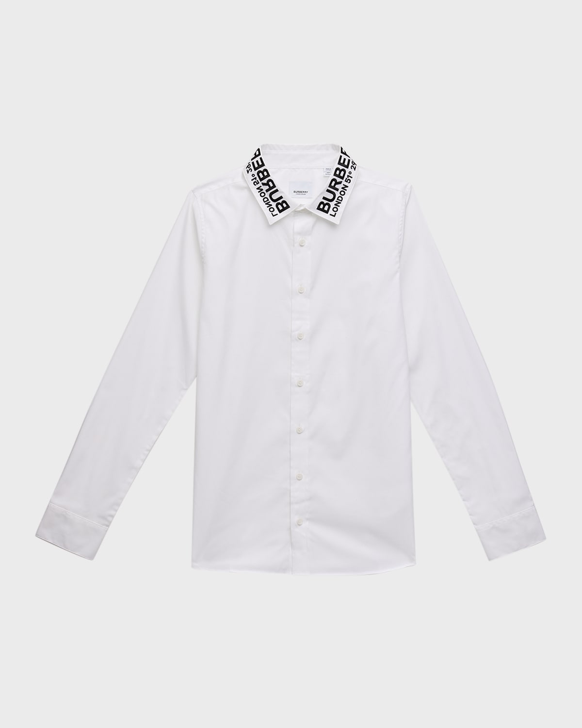 Burberry Kids' Boy's Owen Logo-print Button Down Shirt In White