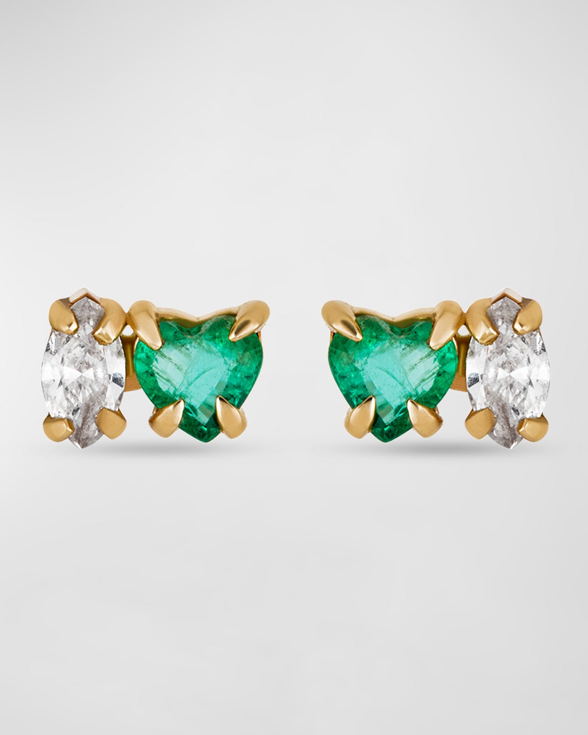 Emerald Luxe Stud Earrings with Diamonds