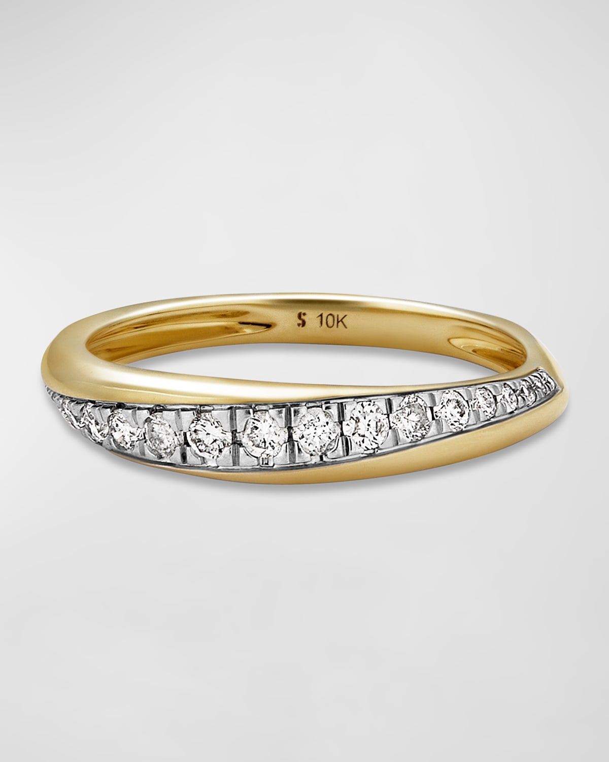 10K Gold Twist Diamond Pavé Band Ring