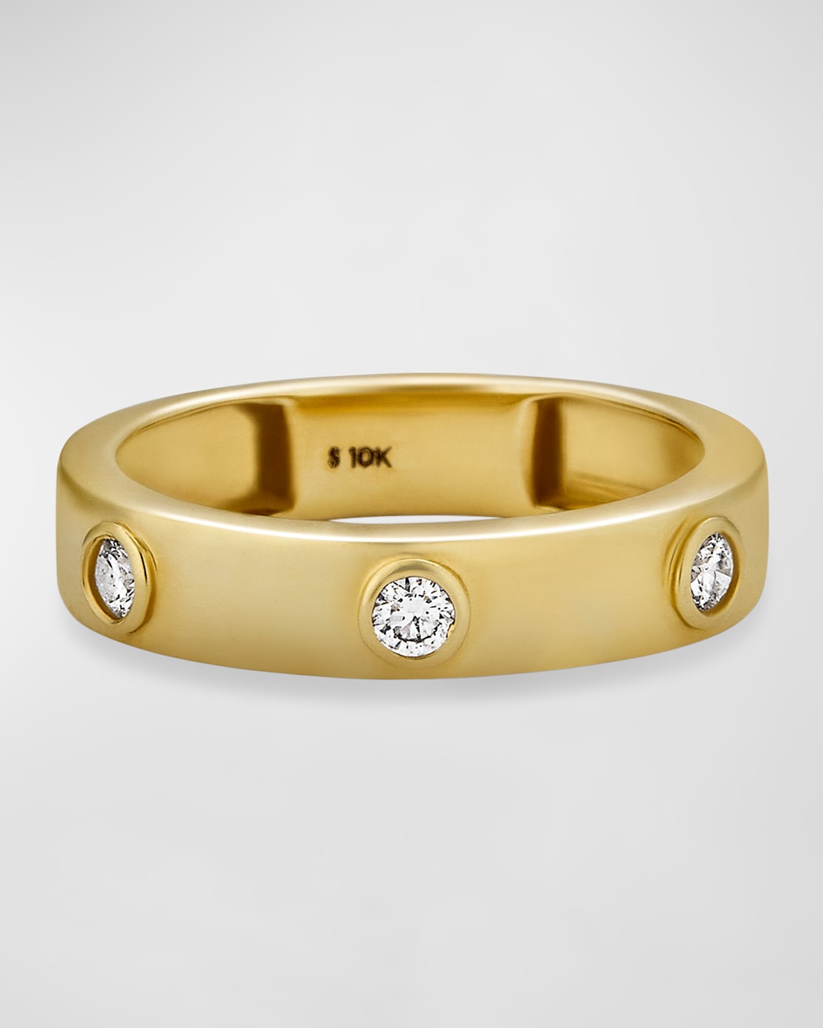 Stone And Strand 14k Gold Three-diamond Bezel Band Ring In Yellow Gold