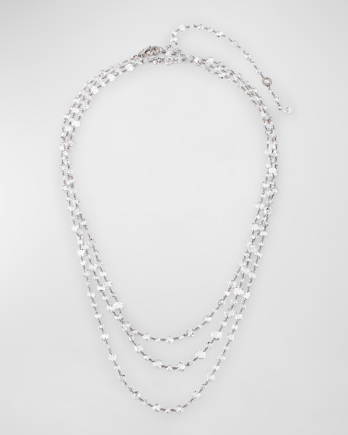 Shop 64 Facets Platinum Brilliant And Rose Cut Diamond Long Necklace, 64"l