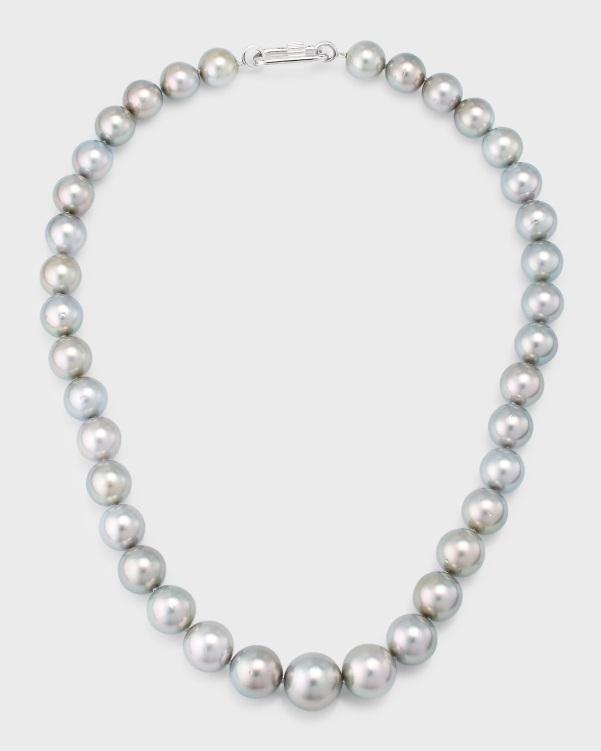 Pearls By Shari 18k White Gold Graduated Tahitian Pearl Necklace In Metallic