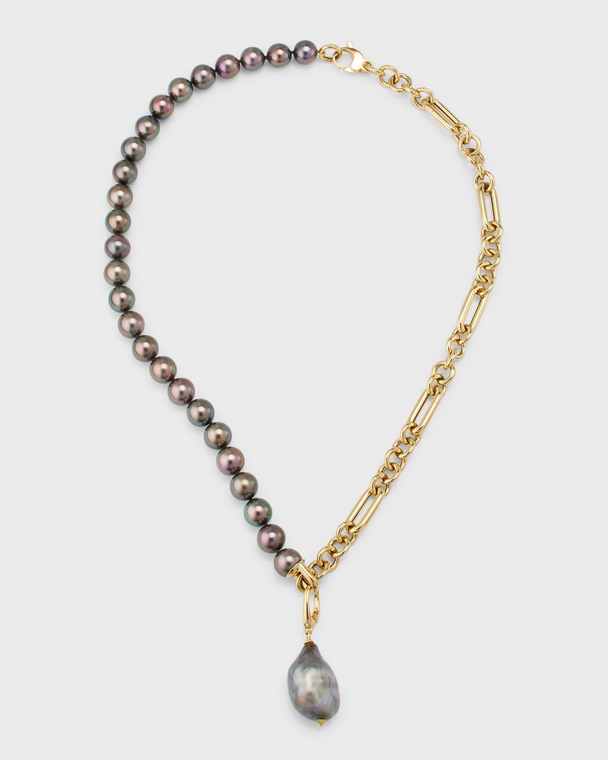 Pearls By Shari 18k Yellow Gold And Tahitian Pearl Necklace