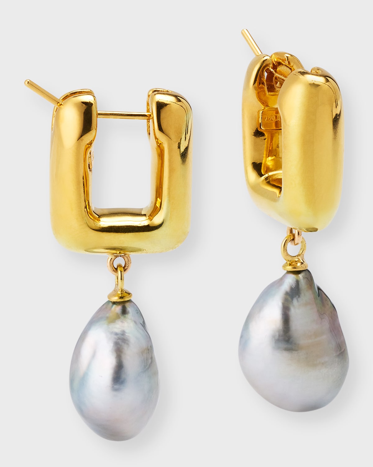 Pearls By Shari 18k Yellow Gold Baroque Tahitian Pearl Drop Earrings