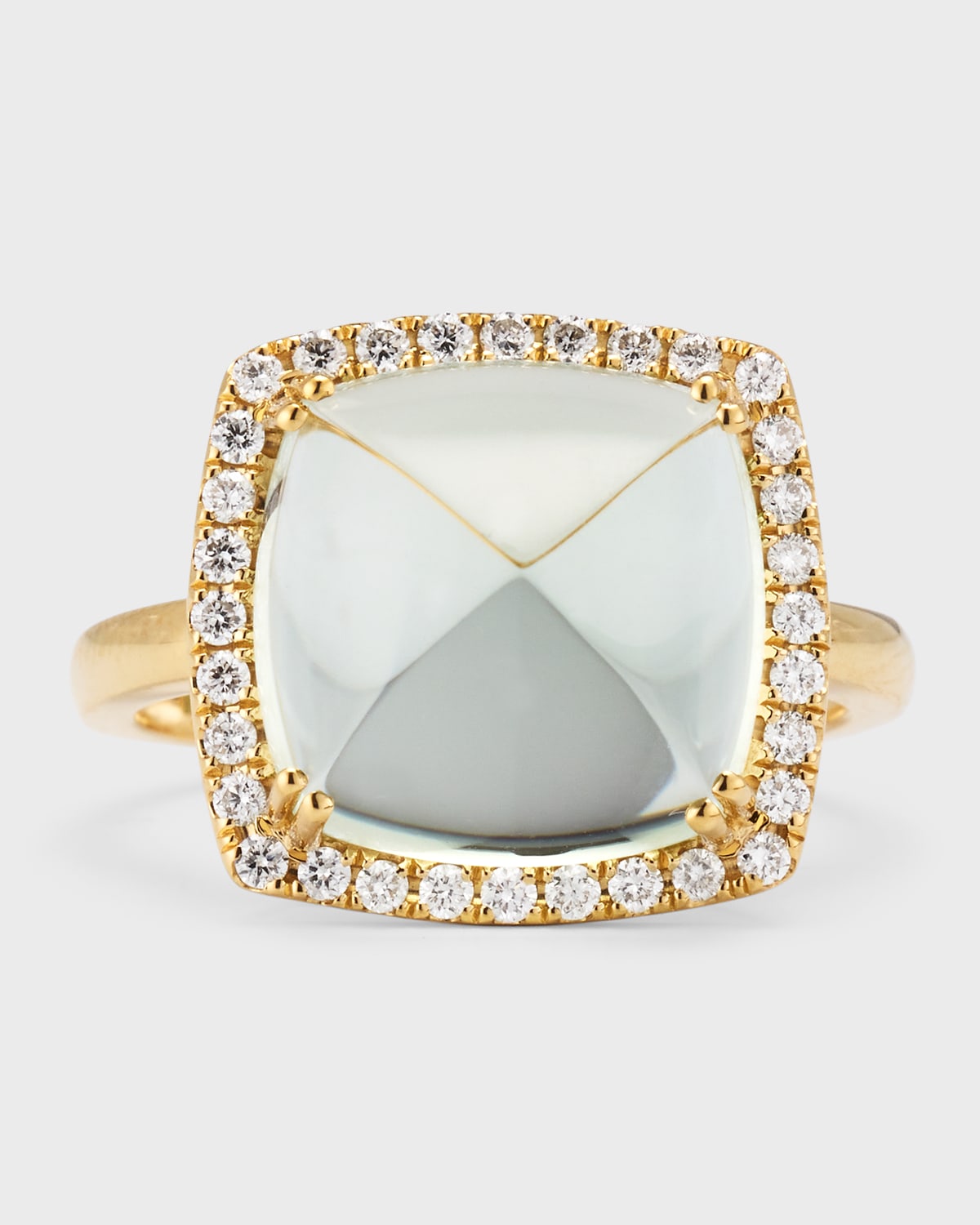 David Kord 18k Yellow Gold Ring With Green Amethyst And Diamonds