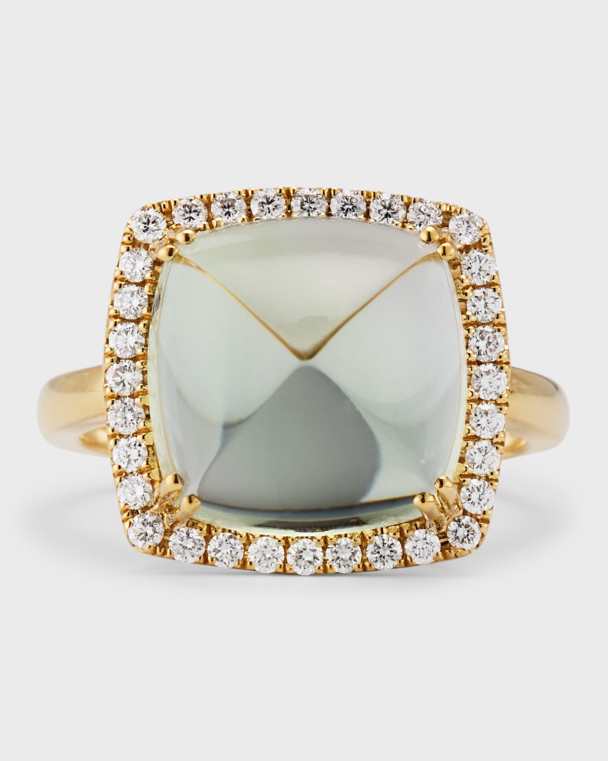 David Kord 18k Yellow Gold Ring With Green Amethyst And Diamonds