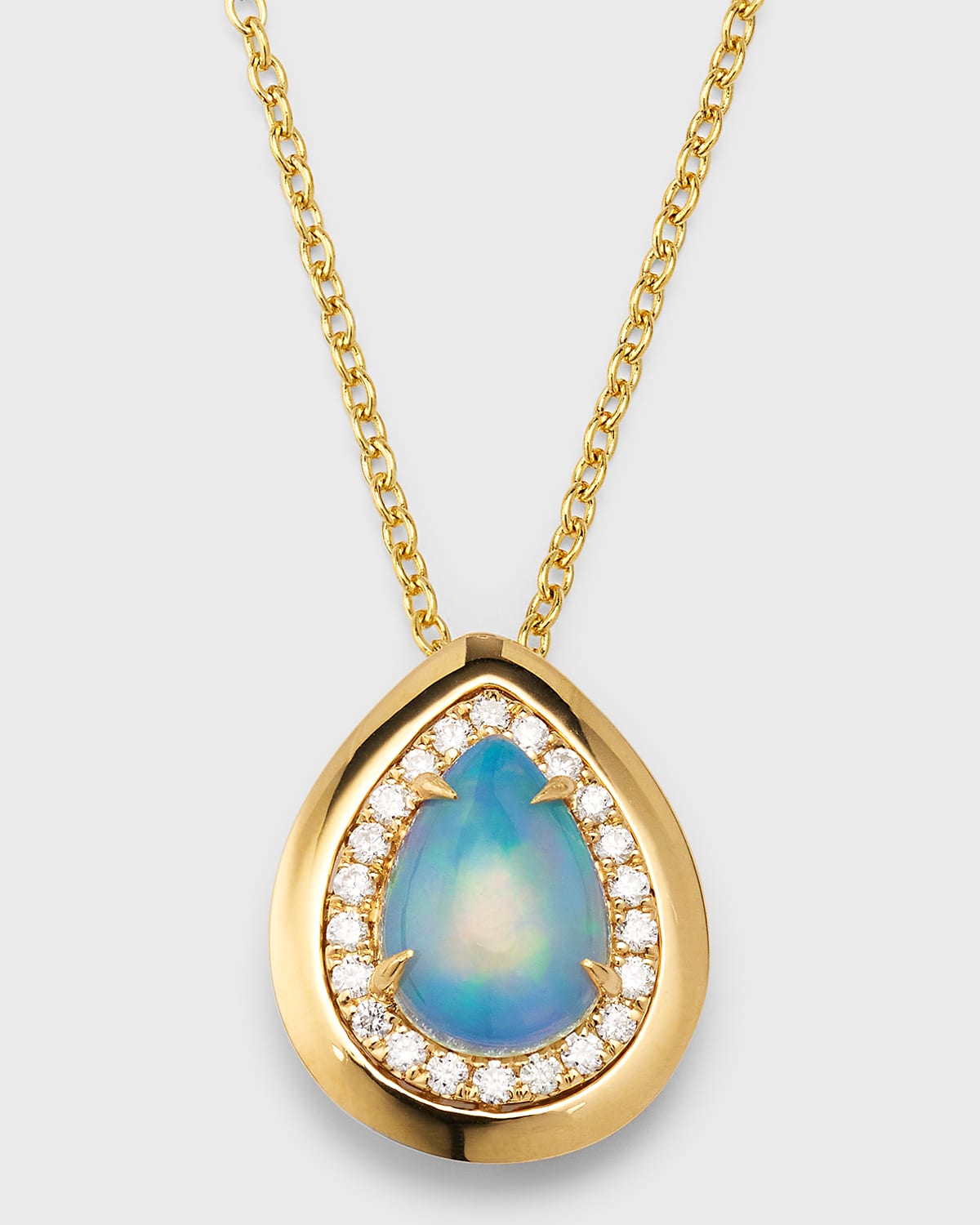 18K Yellow Gold Pendant with Oval Opal and Diamonds, 2.31tcw