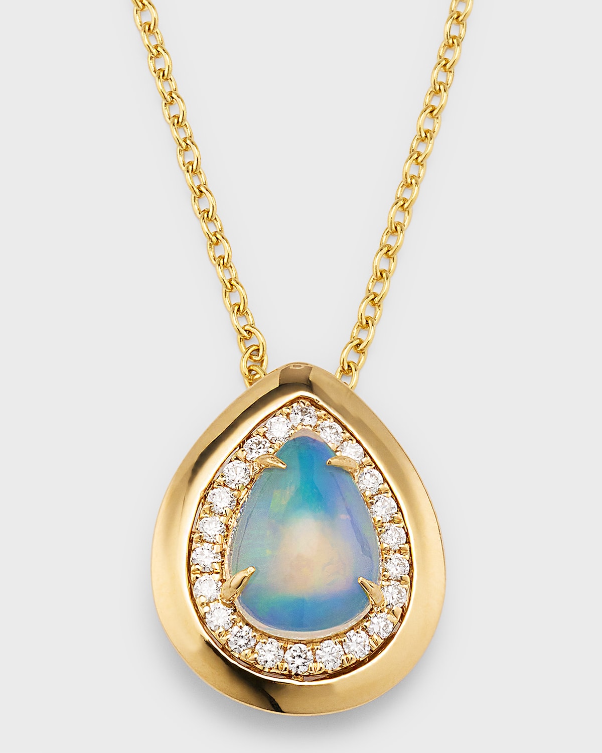 David Kord 18k Yellow Gold Pendant With Pear Shape Opal And Diamonds, 1.28tcw