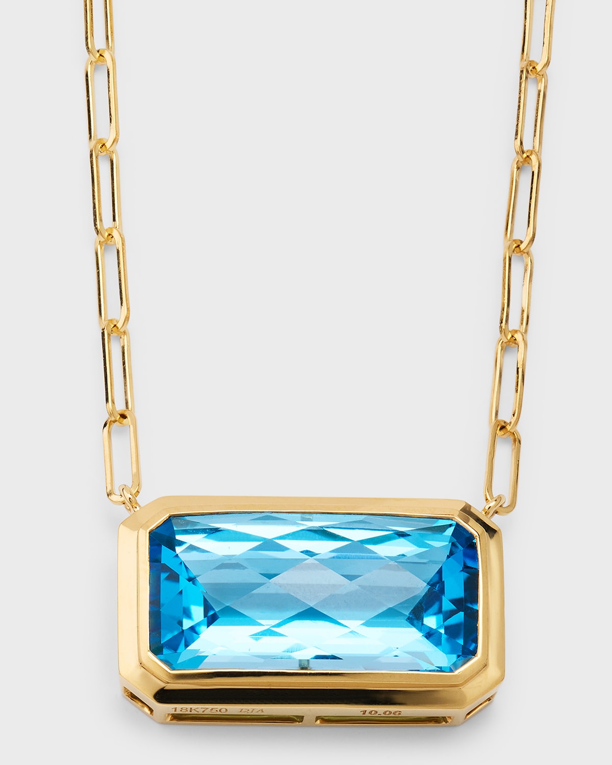 18K Yellow Gold Necklace with Swiss Blue Topaz Bezel, 10.06tcw