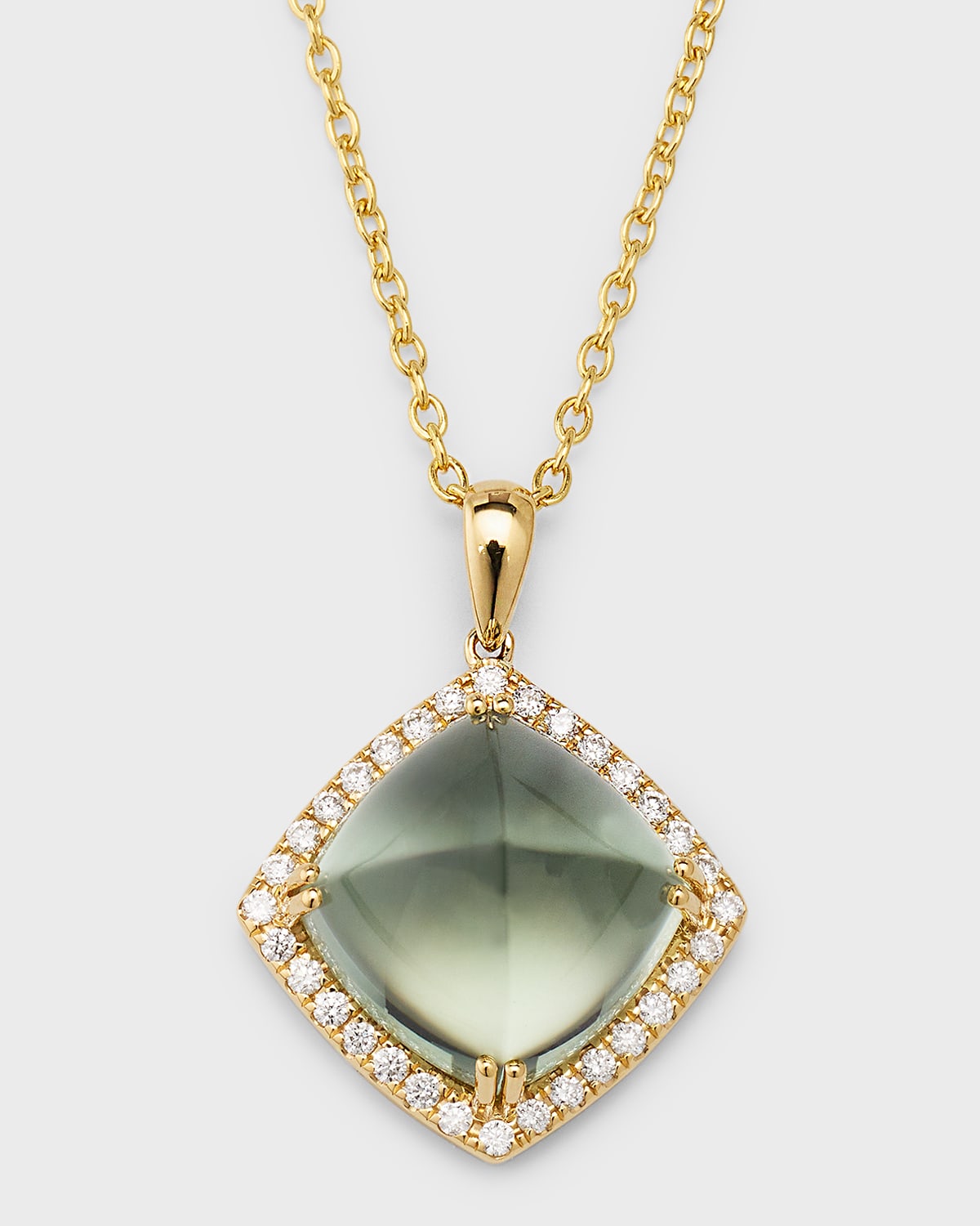 David Kord 18k Yellow Gold Pendant With Green Amethyst And Diamonds, 8.6tcw