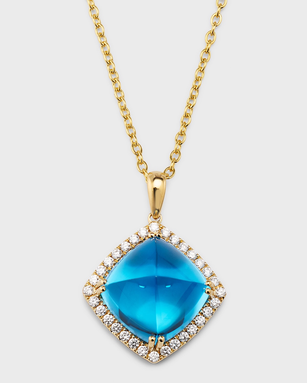 18K Yellow Gold Pendant with Swiss Blue Topaz and Diamonds, 11.7tcw