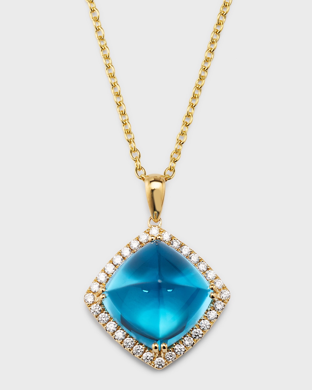 David Kord 18k Yellow Gold Pendant With Swiss Blue Topaz And Diamonds, 11.26tcw