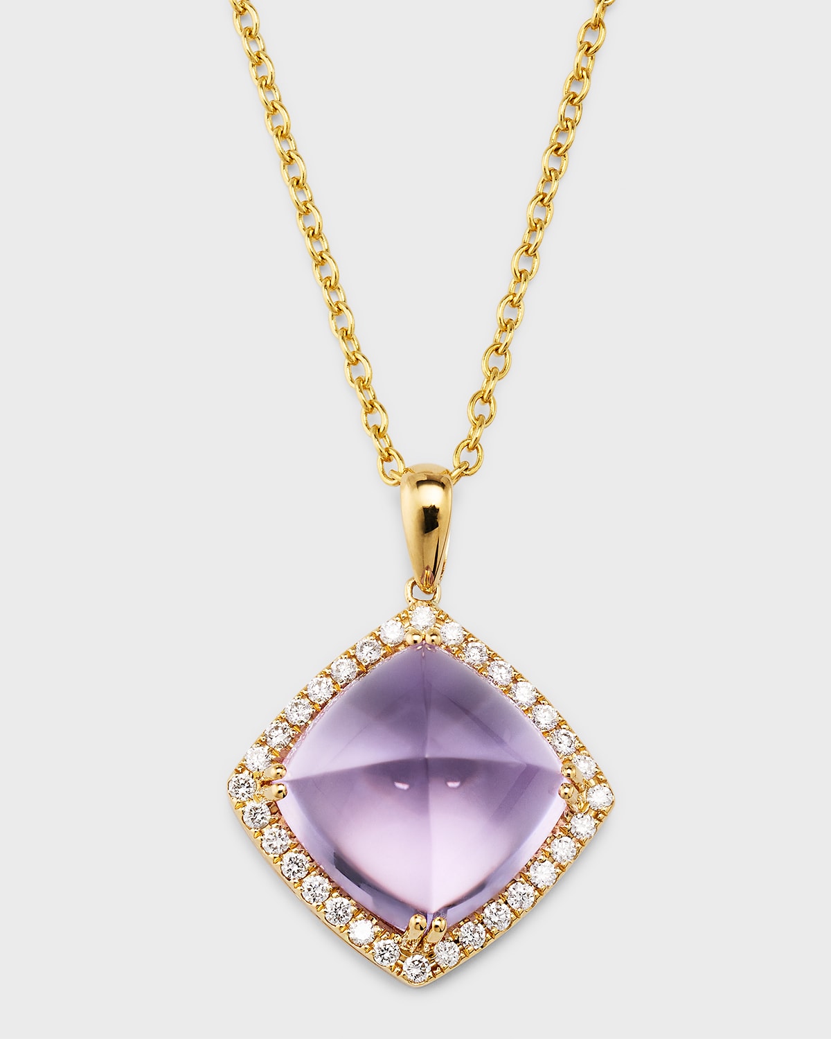 18K Yellow Gold Pendant with Amethyst and Diamonds