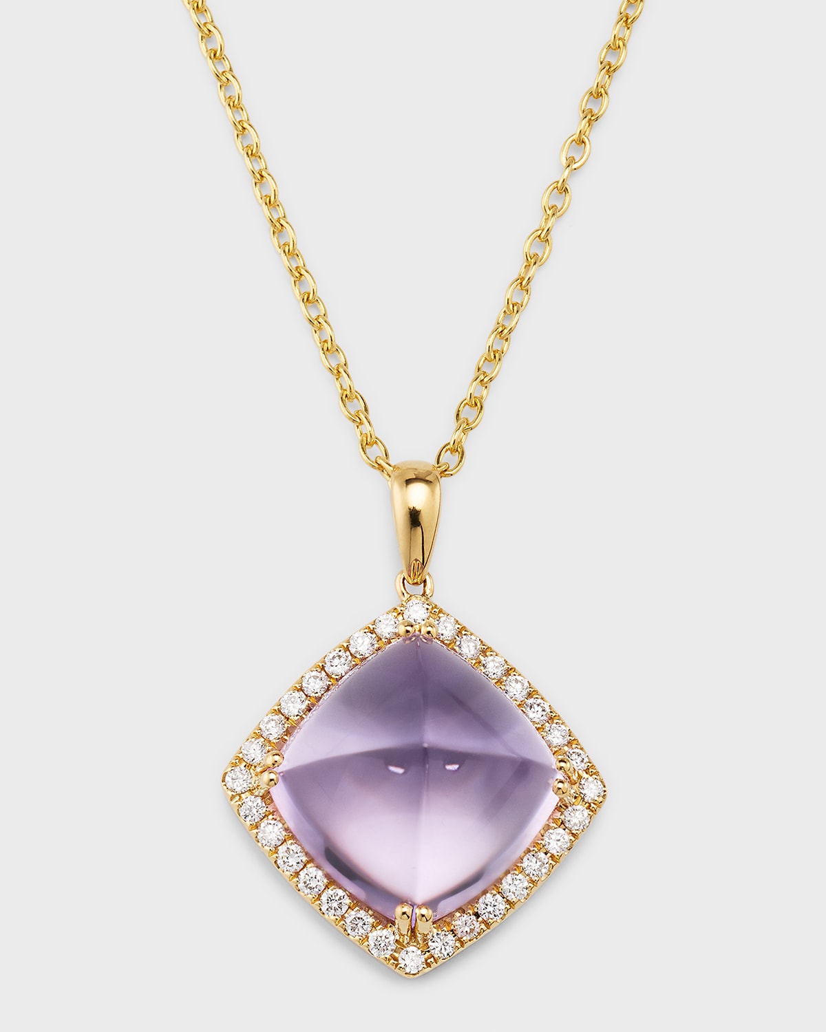 18K Yellow Gold Pendant with Amethyst and Diamonds, 8.51tcw