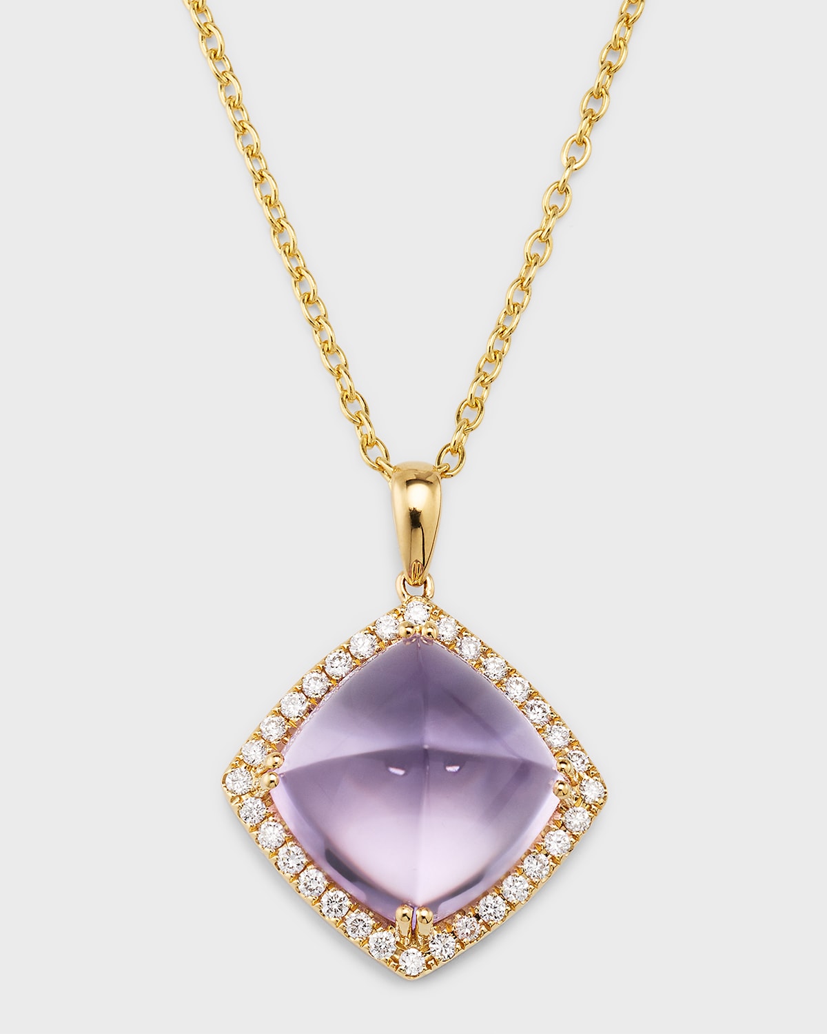 David Kord 18k Yellow Gold Pendant With Amethyst And Diamonds, 8.51tcw In Purple