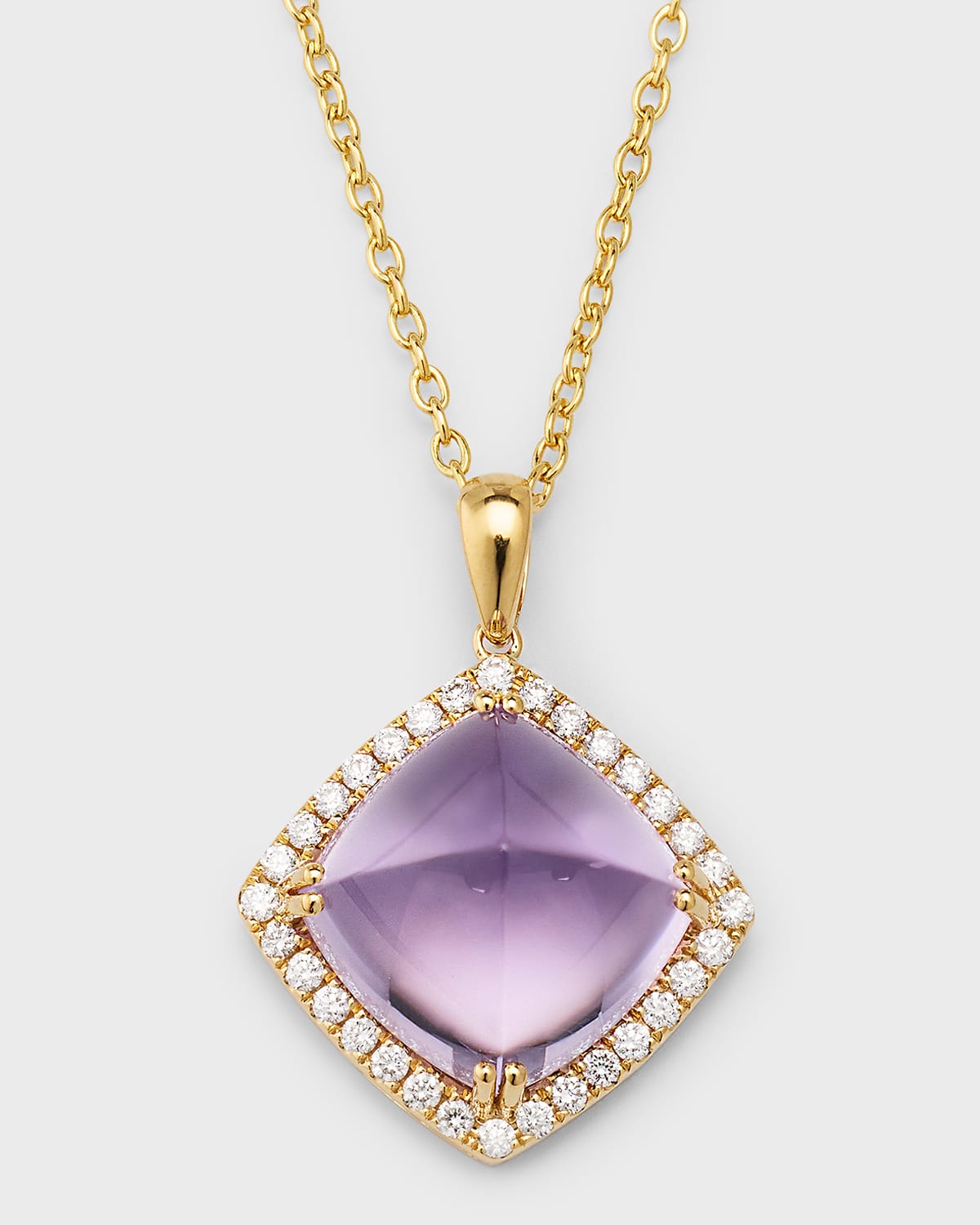 18K Yellow Gold Pendant with Amethyst and Diamonds, 8.38tcw