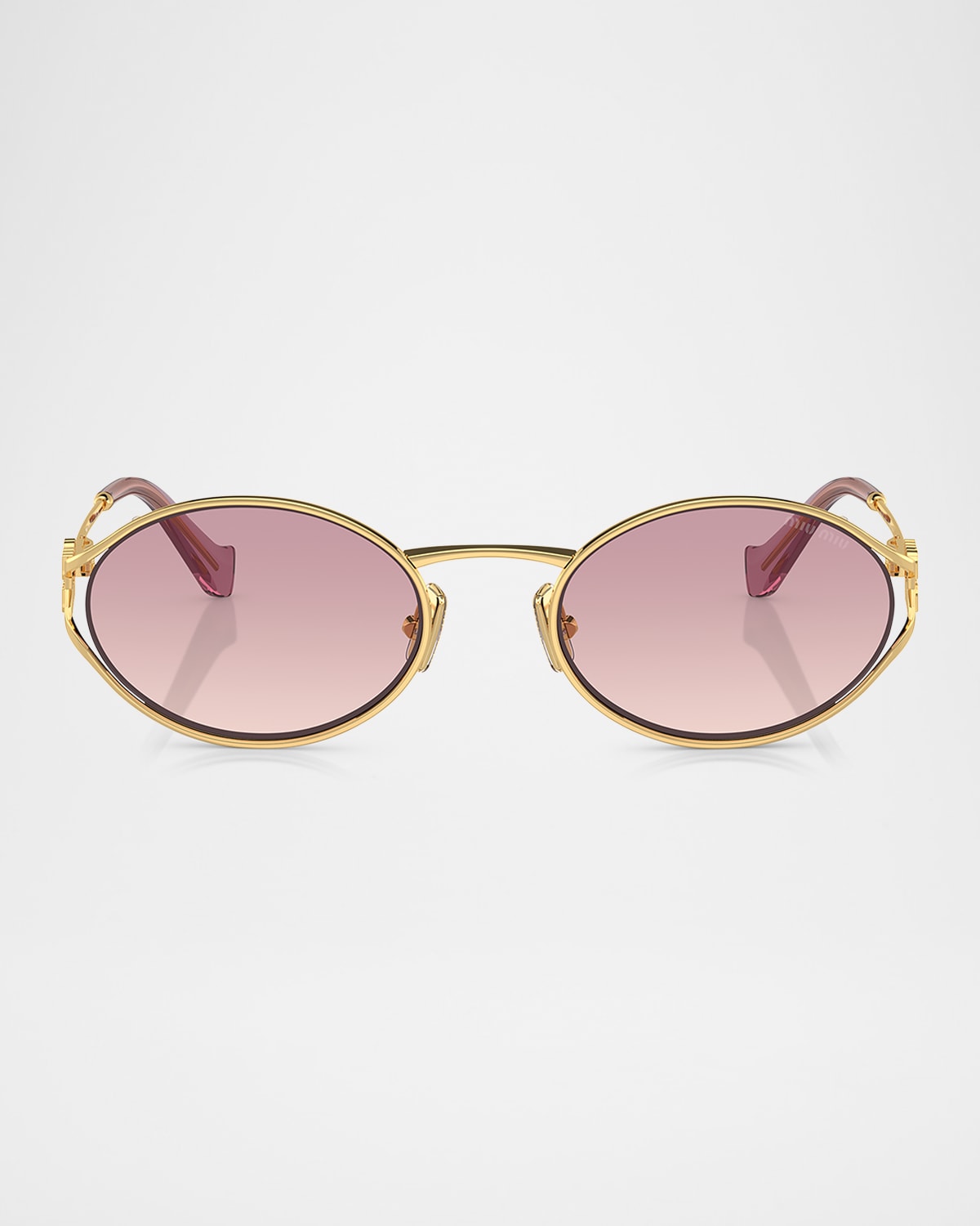 Miu Miu Womens Gold Mu 52ys Round-frame Tinted-lens Metal Sunglasses In Pale Gold