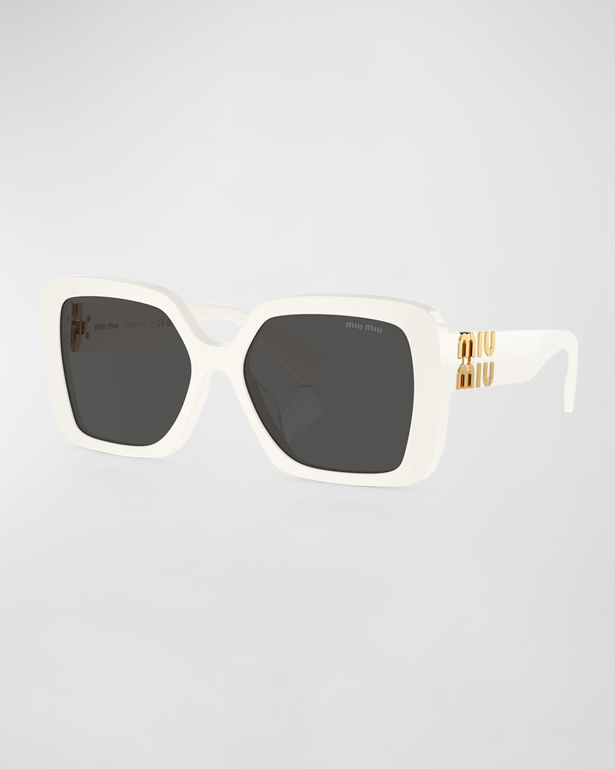 Miu Miu Logo Acetate Square Sunglasses In White