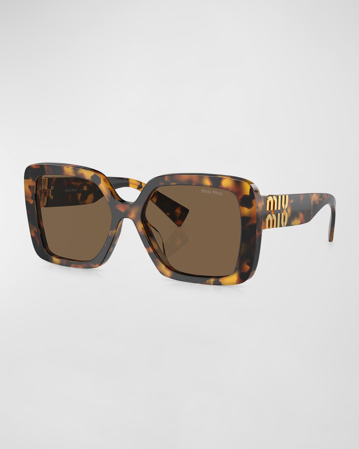 Miu Miu Logo Acetate Square Sunglasses In Blond Havana