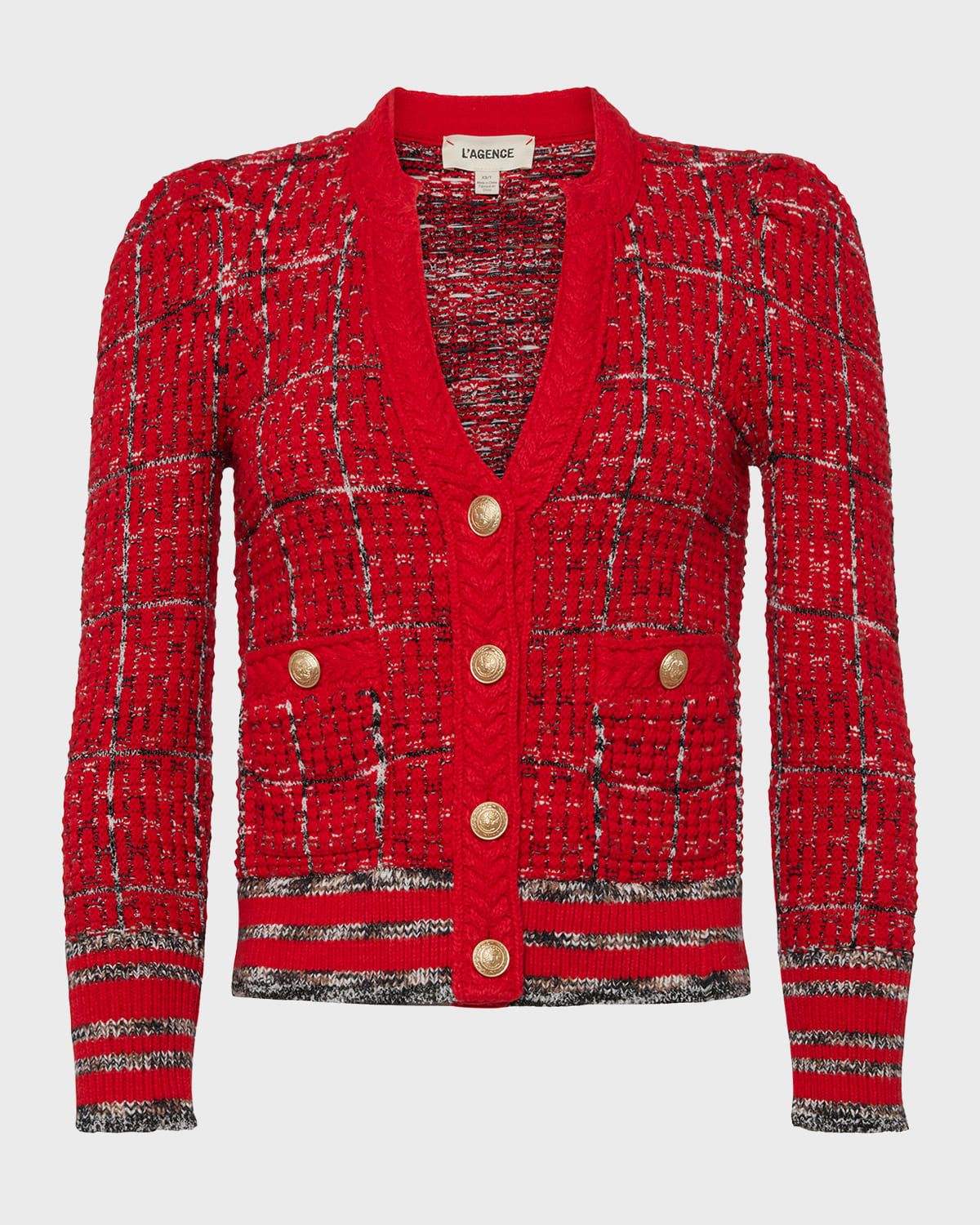 L Agence Jenni Cardigan In Red Multi