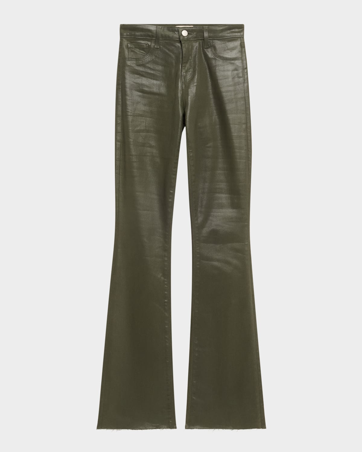 L'agence Ruth High-rise Coated Straight Raw Hem Jeans In Green