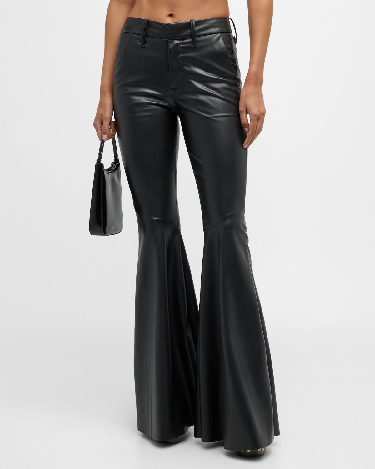 MOTHER THE SUPER CHA-CHA PREP HEEL FAUX-LEATHER FLARE PANTS