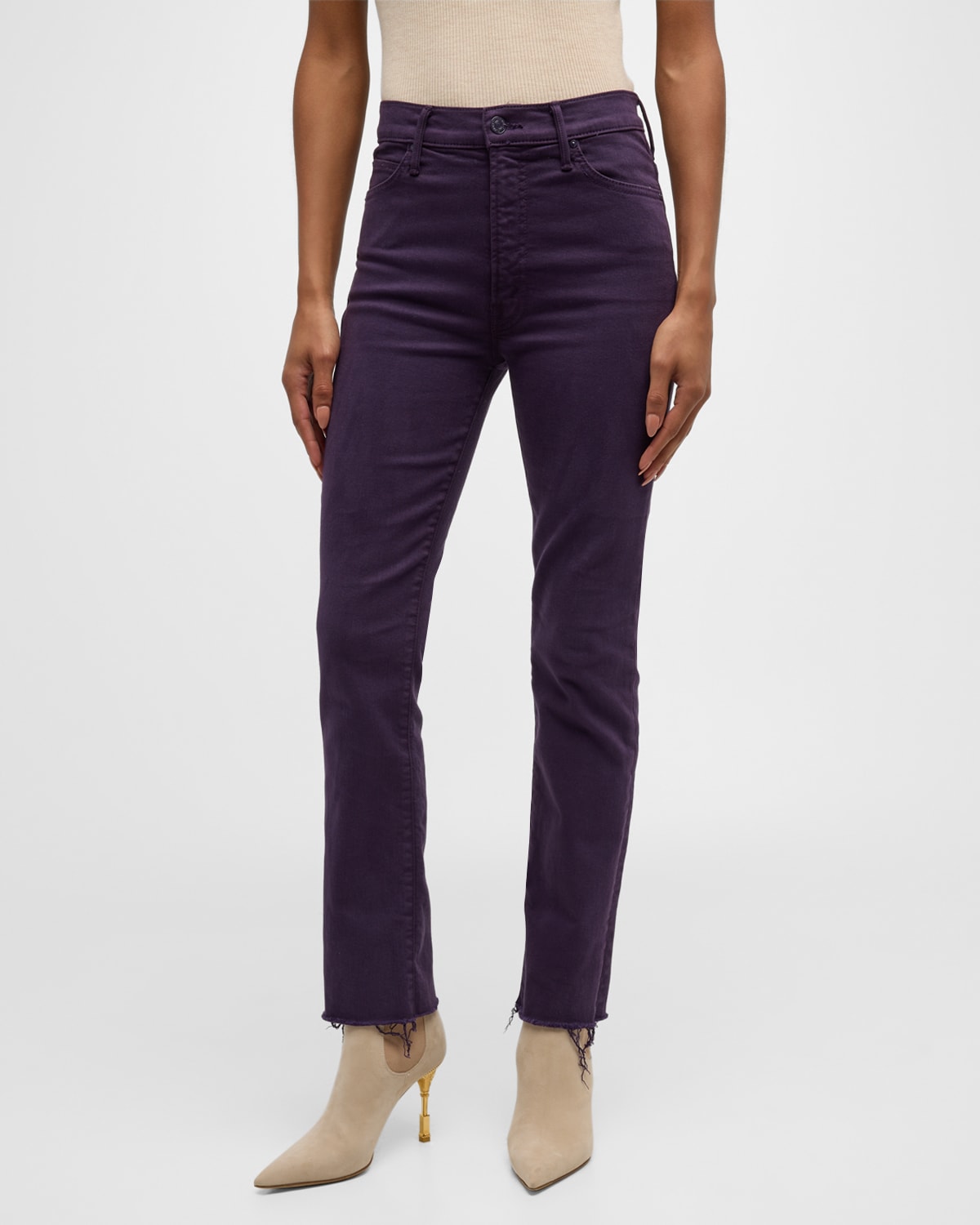 MOTHER THE HIGH WAISTED RASCAL ANKLE FRAY JEANS