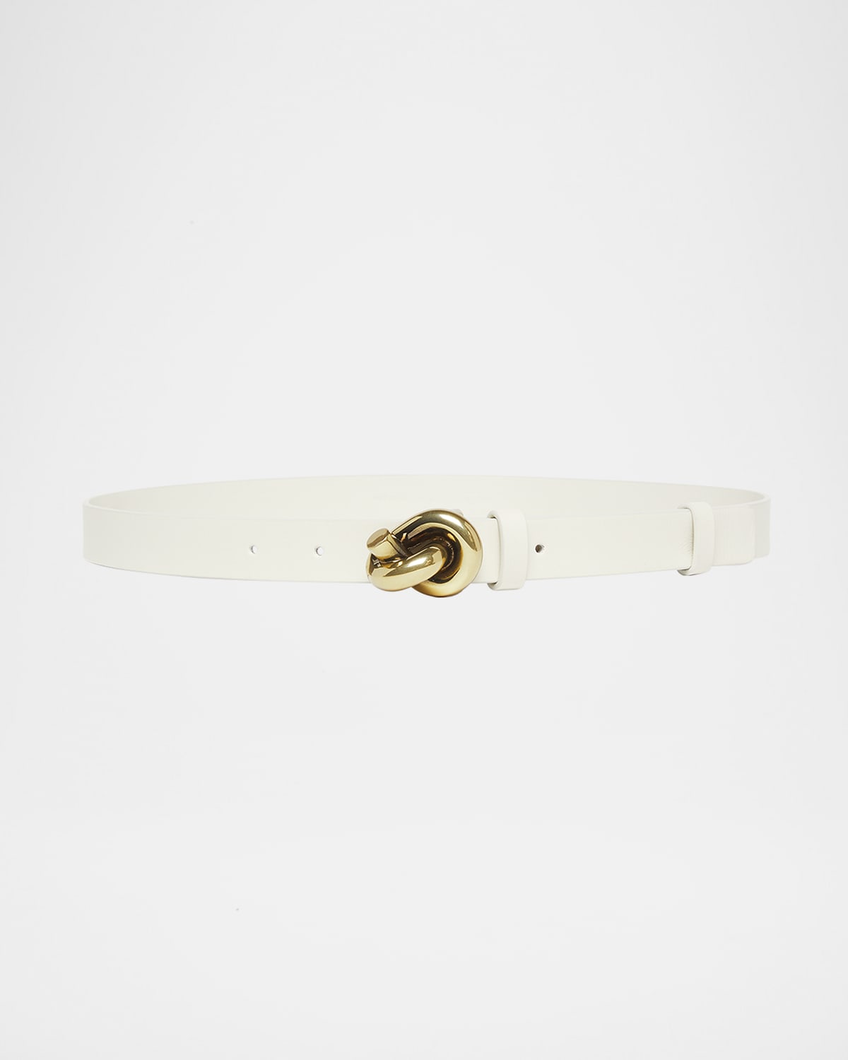 Bottega Veneta Brass Knot Skinny Leather Belt In String M Brass