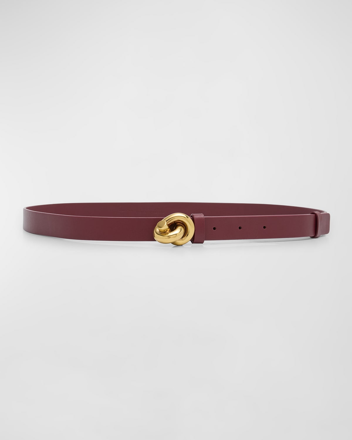 Shop Bottega Veneta Brass Knot Skinny Leather Belt In Barolo M Brass