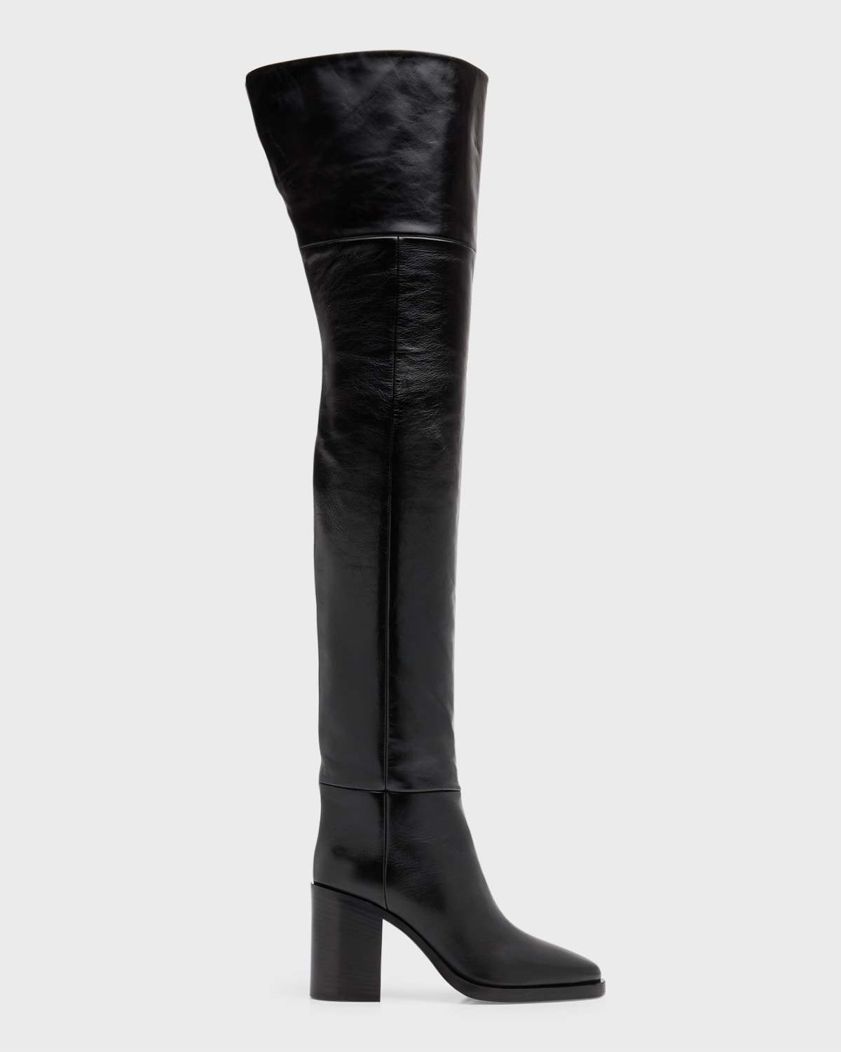 Paris Texas Ophelia Leather Knee Boots In Black