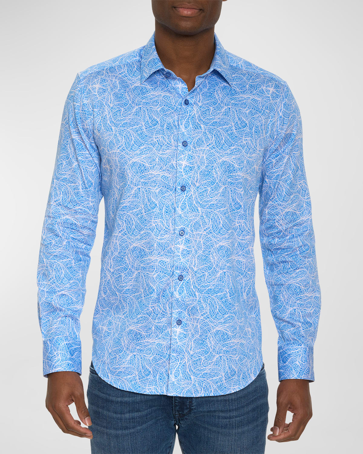 Robert Graham Men's Stelvio Cotton-stretch Sport Shirt In Light Blue