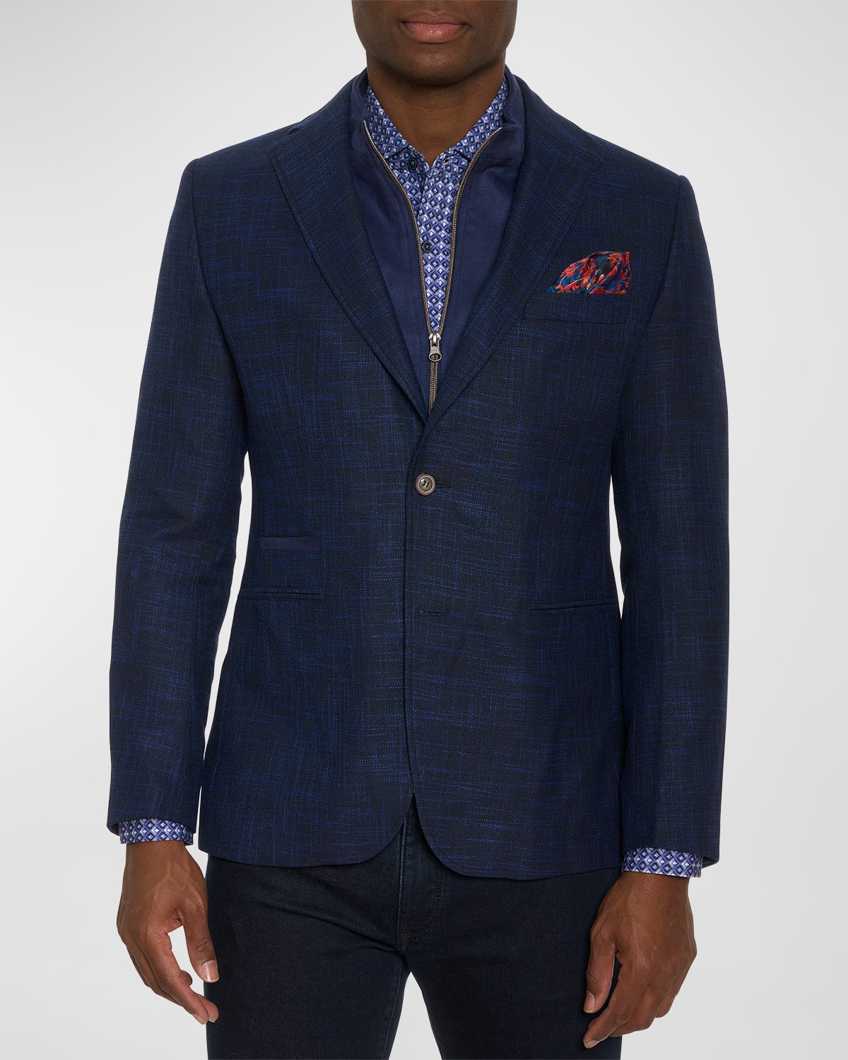 ROBERT GRAHAM MEN'S UPTOWN XVIII INSET ZIP SPORT COAT