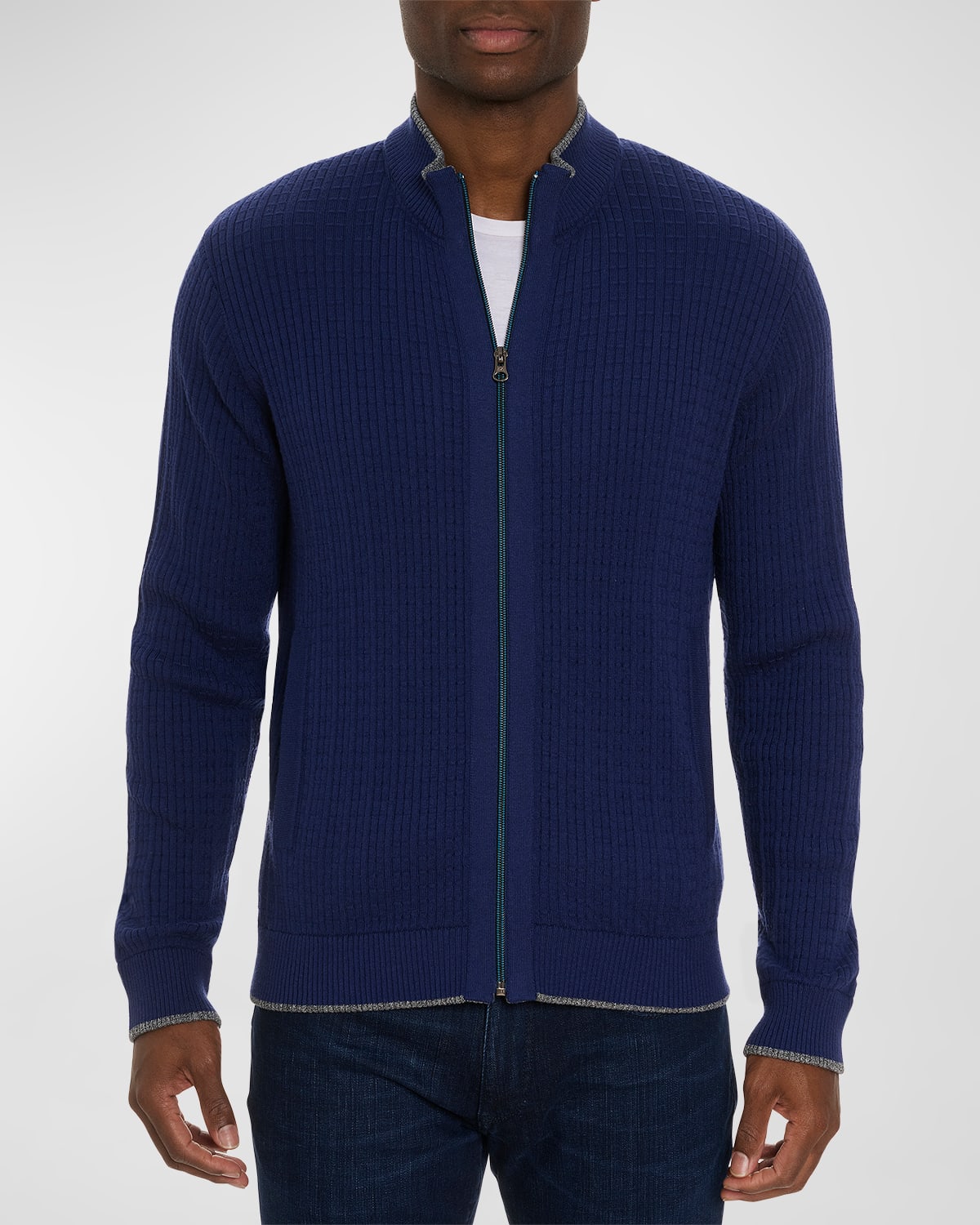 ROBERT GRAHAM MEN'S TARANTO FULL-ZIP KNIT SWEATER