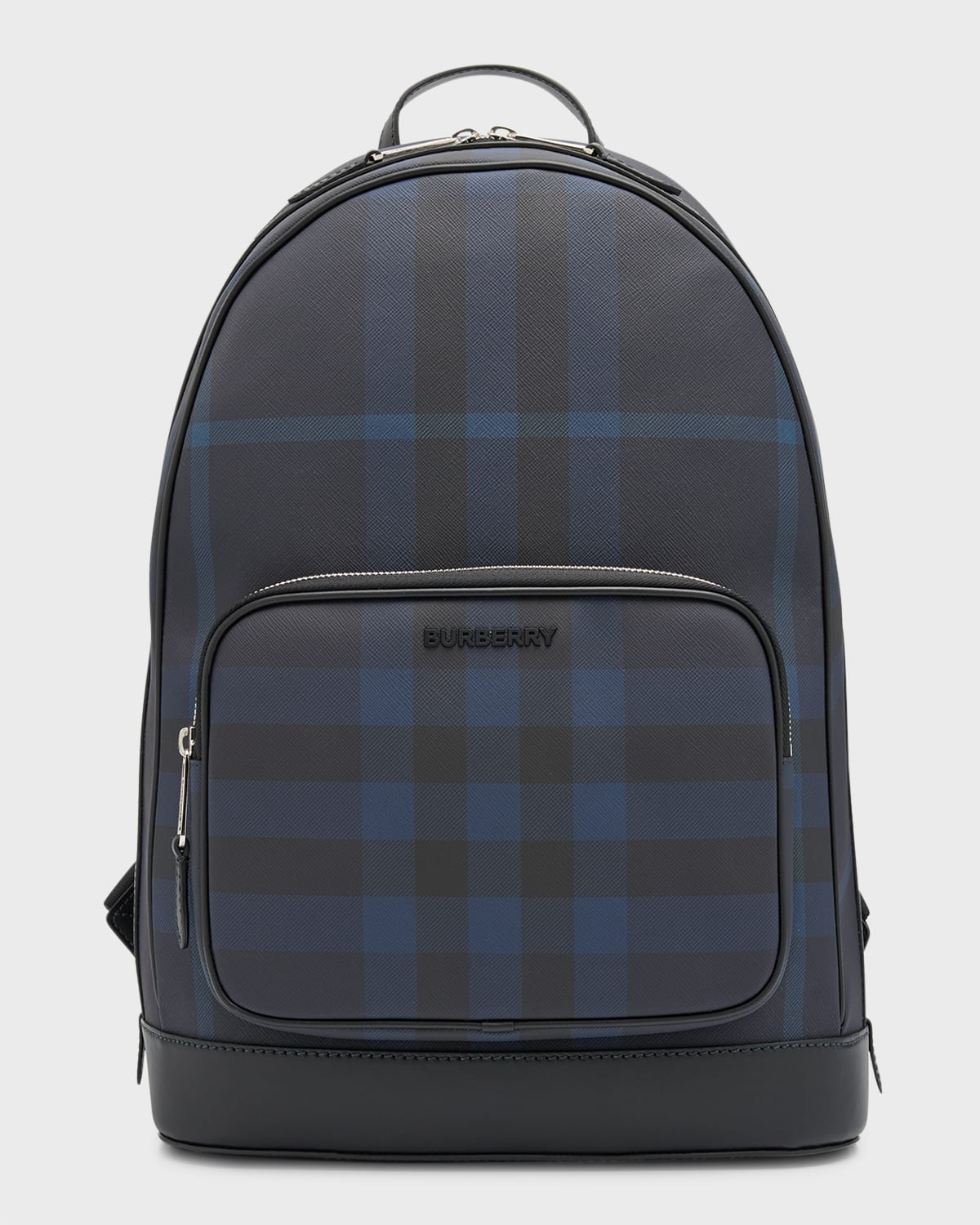 Shop Burberry Men's Rocco Check Backpack In Navy