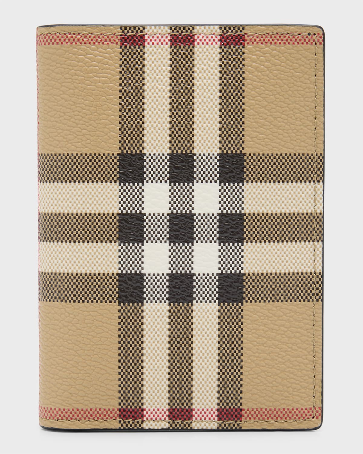 Shop Burberry Men's Bateman Vintage Check Bifold Card Holder In Archive Beige