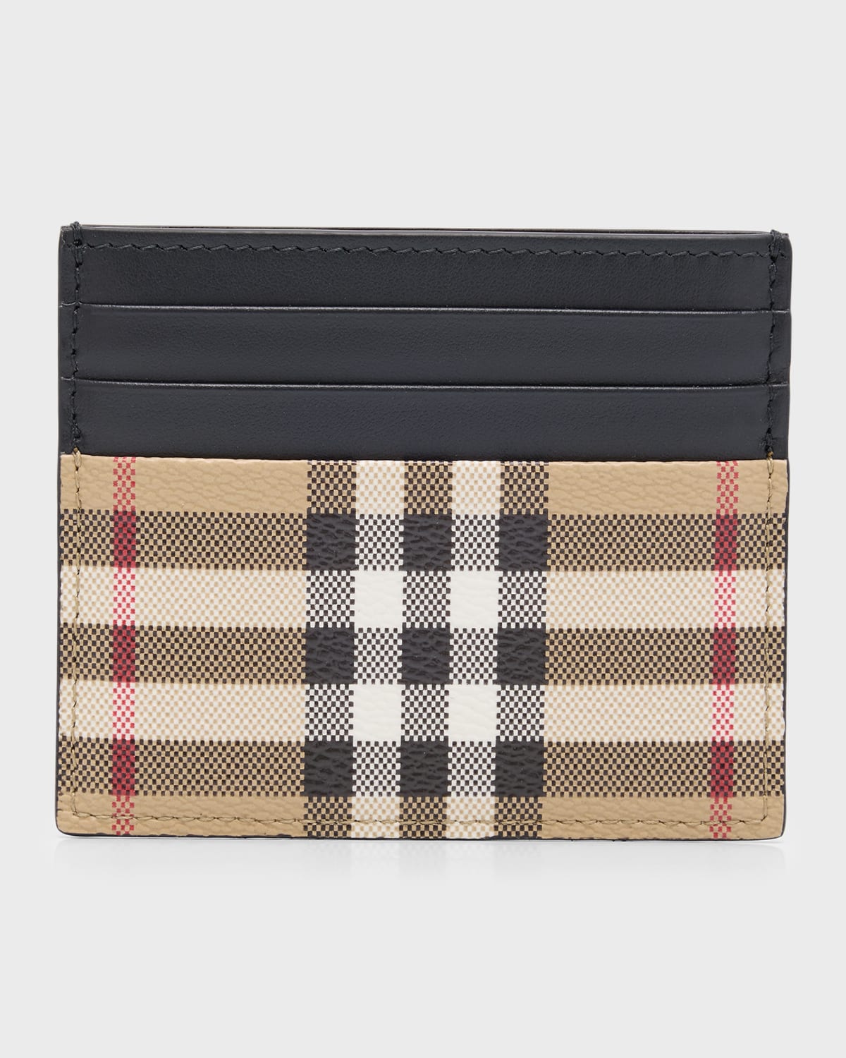 Shop Burberry Men's Vintage Check And Leather Card Case In Archive Beige