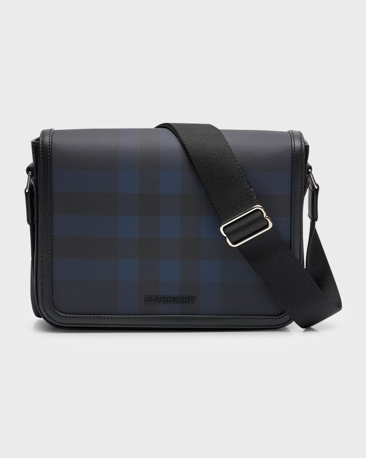 Shop Burberry Men's Alfred Small Messenger Bag In Navy