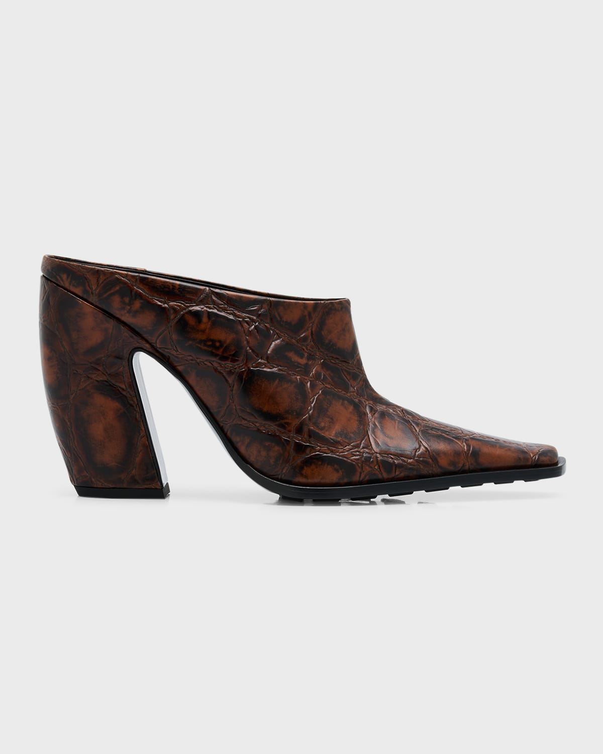 BOTTEGA VENETA TEX CROCO BLOCK-HEEL MULES