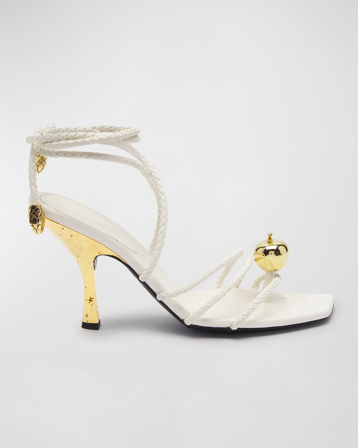 Bottega Veneta Adam Embellished Intrecciato Leather Sandals In 9013 White