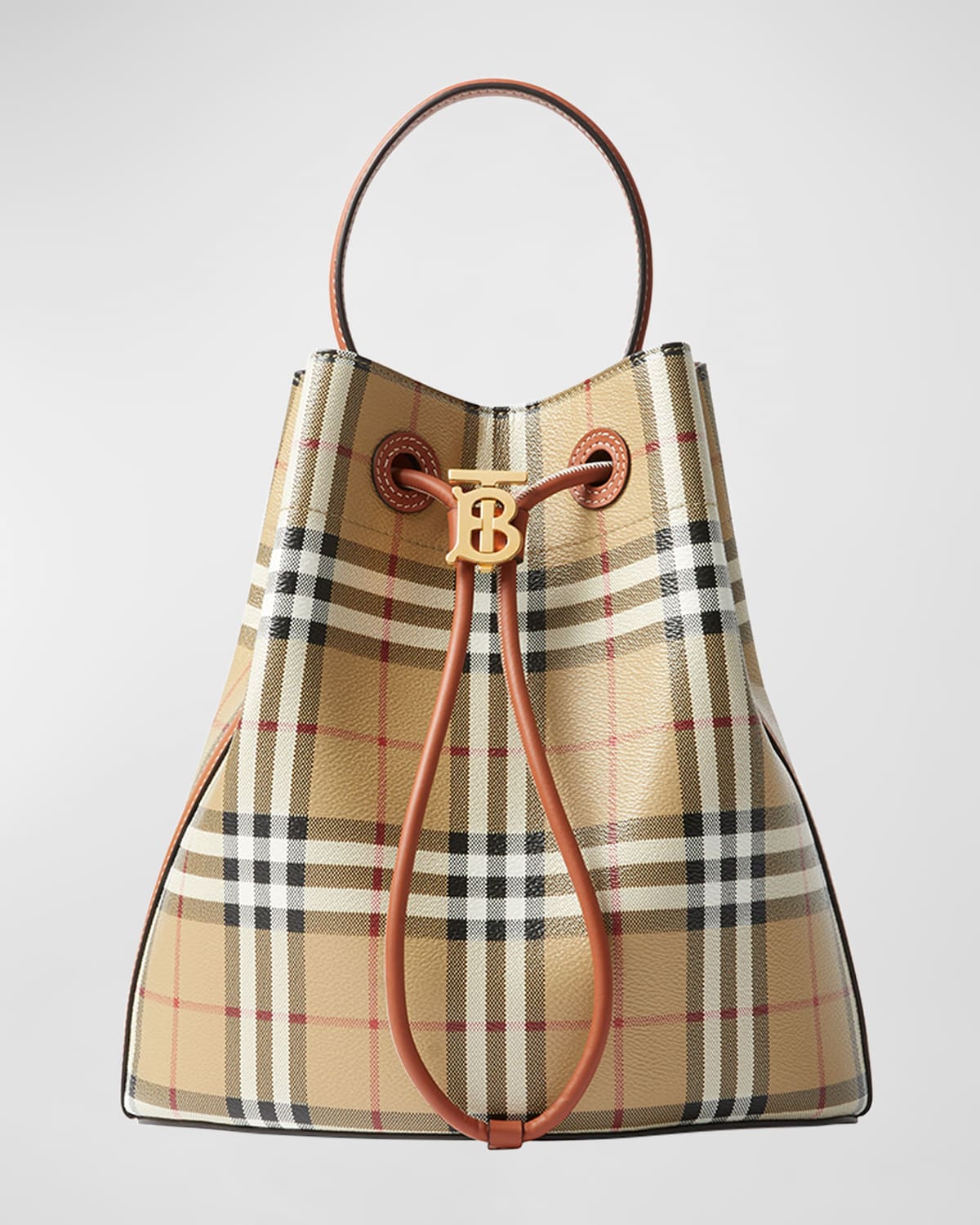 BURBERRY SMALL CHECK DRAWSTRING BUCKET BAG