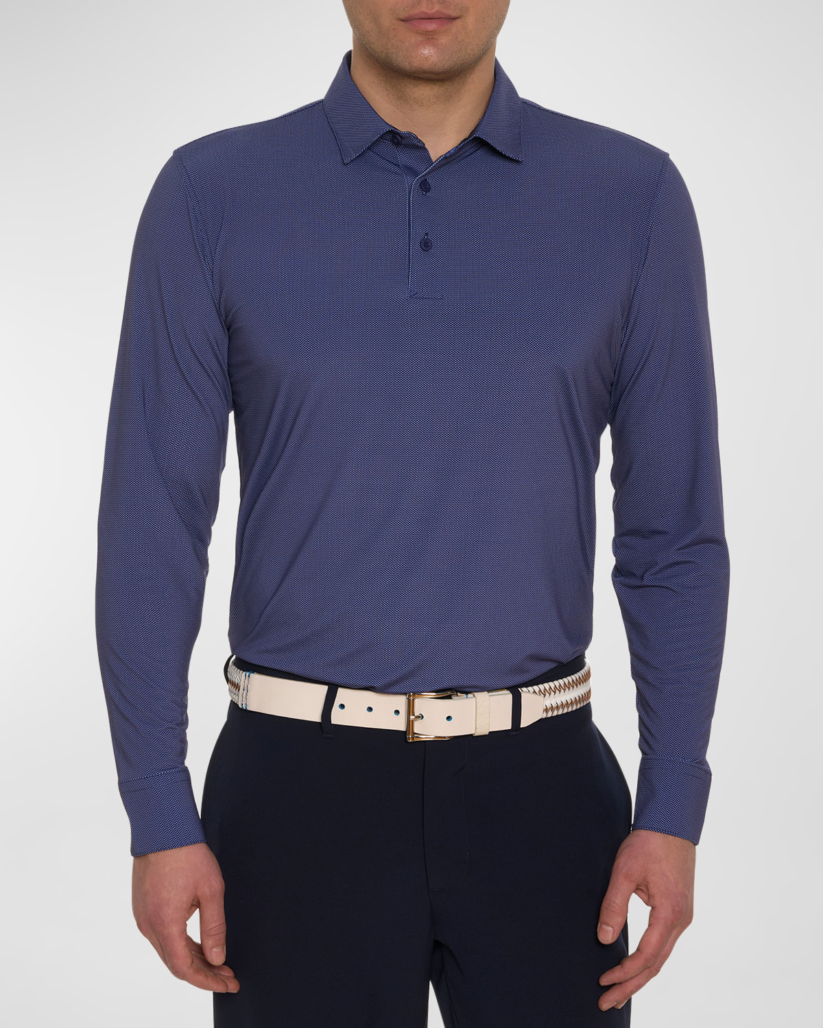 Robert Graham Alastor Classic Fit Long Sleeve Performance Polo Shirt In Navy