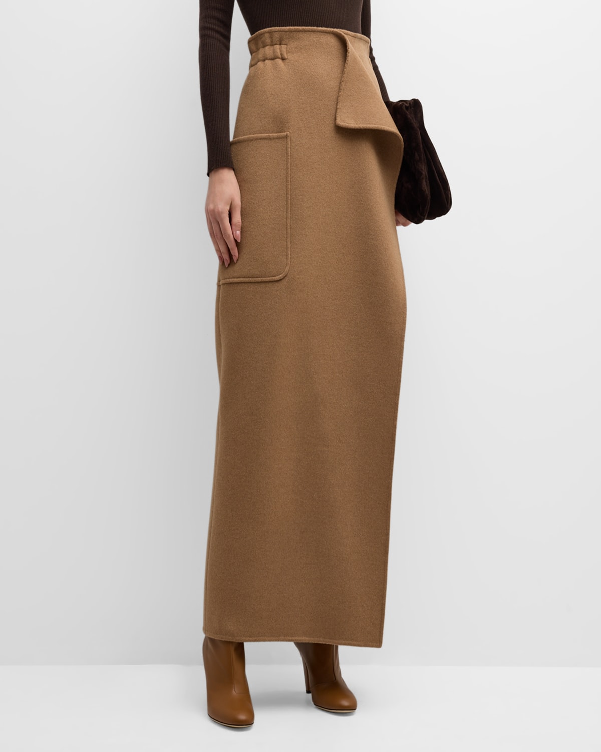 MAX MARA CARBONE PAPERBAG MAXI SKIRT